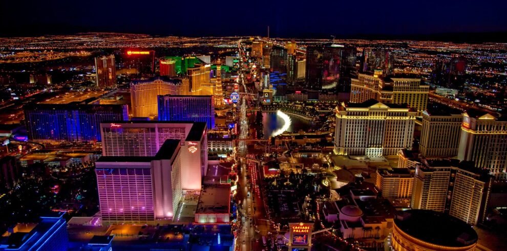Las Vegas Strip aereo noche